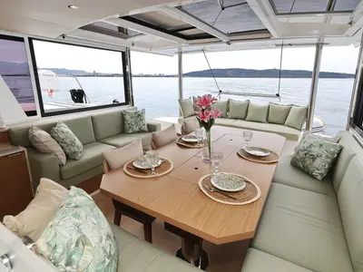 Salon of Azuréa, a Bali 4.6 catamaran at Grad Kaštela, Croatia