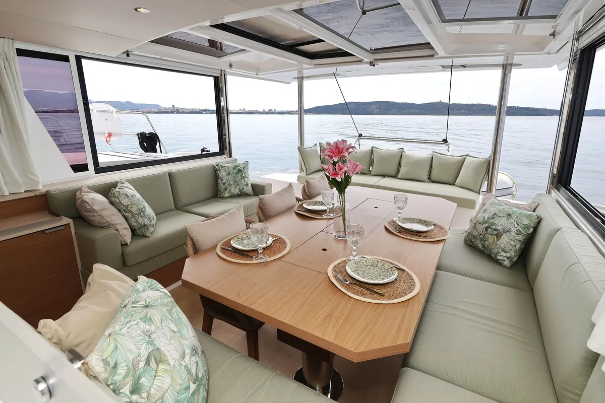 Salon of Azuréa, a Bali 4.6 catamaran at Grad Kaštela, Croatia