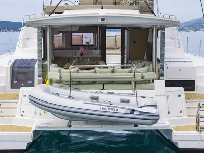 Deck of Azuréa, a Bali 4.6 catamaran at Seget Donji, Croatia