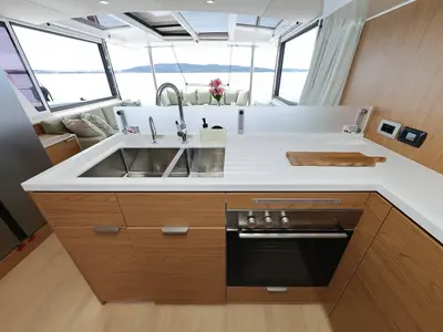 Galley of Azuréa, a Bali 4.6 catamaran at Seget Donji, Croatia