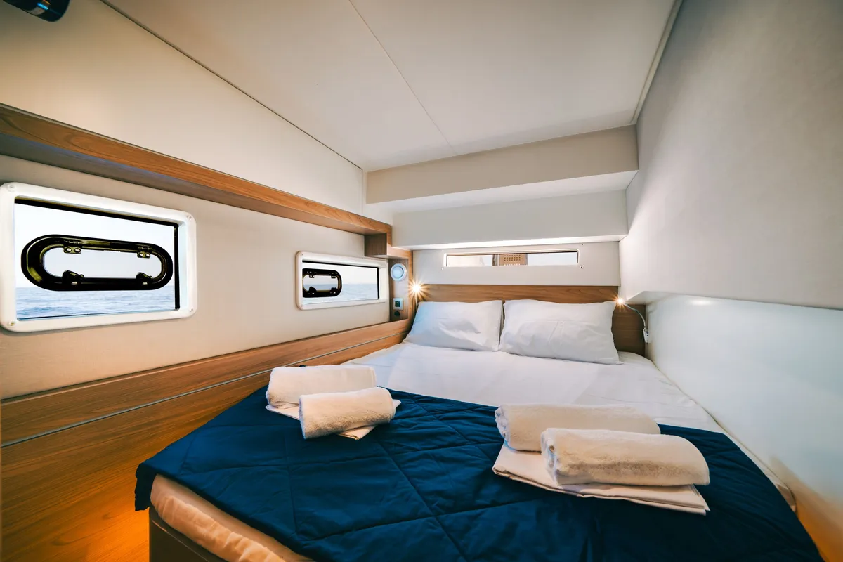Cabin on PRINCESS EVGENIA, a Bali 4.2 catamaran at Municipal Unit of Lefkada, Greece