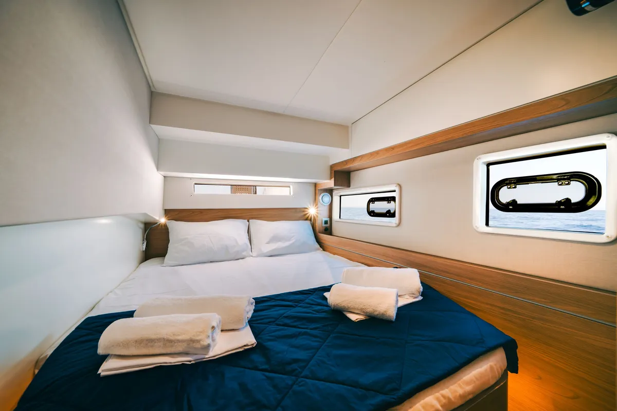 Cabin on PRINCESS EVGENIA, a Bali 4.2 catamaran at Municipal Unit of Lefkada, Greece