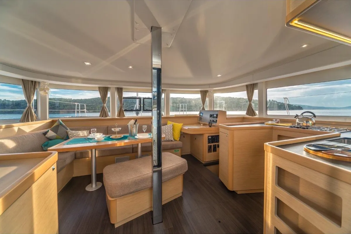 Salon of LEGGIERO, a Lagoon 42 catamaran at Općina Rogoznica, Croatia