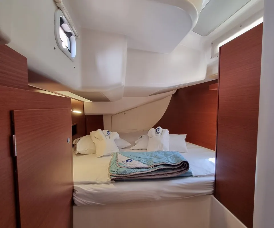 Cabin on Melusine, a Hanse 458 sailboat at Lavrion, Greece