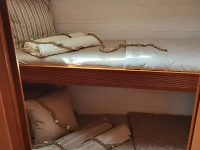 Cabin on Bela Vila, a Bavaria Cruiser 50 sailboat at Athens, Marina Delta Kallithea, Greece