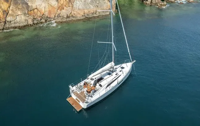 Exterior view of Mercator, a Beneteau Oceanis 37.1 sailboat at Municipal Unit of Lefkada, Greece
