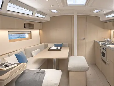 Salon of Mercator, a Beneteau Oceanis 37.1 sailboat at Municipal Unit of Lefkada, Greece