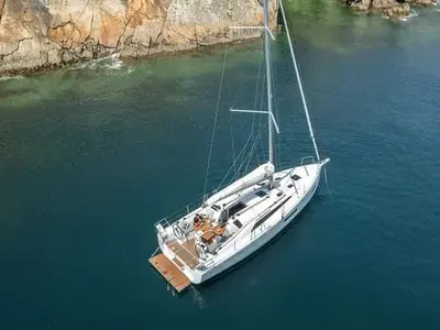 Exterior view of Mercator, a Beneteau Oceanis 37.1 sailboat at Municipal Unit of Lefkada, Greece