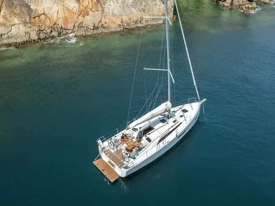 Exterior view of Mercator, a Beneteau Oceanis 37.1 sailboat at Municipal Unit of Lefkada, Greece