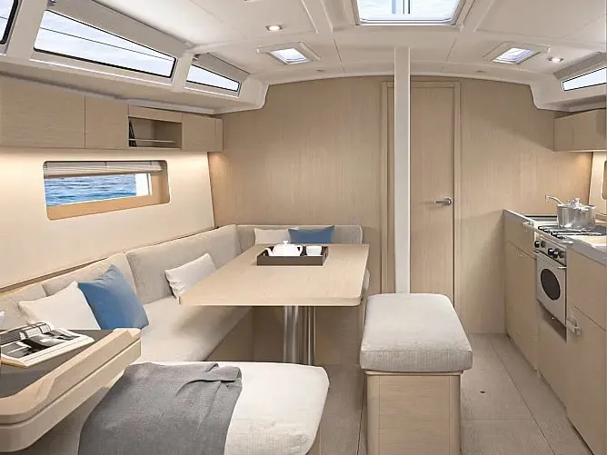Salon of Mercator, a Beneteau Oceanis 37.1 sailboat at Municipal Unit of Lefkada, Greece