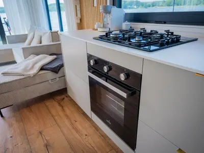 Galley of Pina, a Woma D13 motorboat at Fürstenberg/Havel, Germany