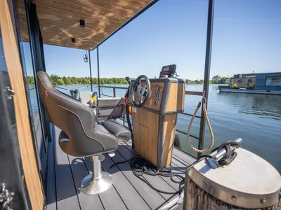 Cockpit of Pina, a Woma D13 motorboat at Fürstenberg/Havel, Germany