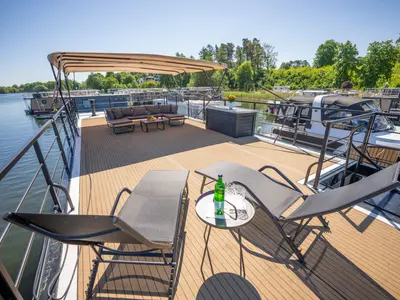 Deck of Pina, a Woma D13 motorboat at Fürstenberg/Havel, Germany