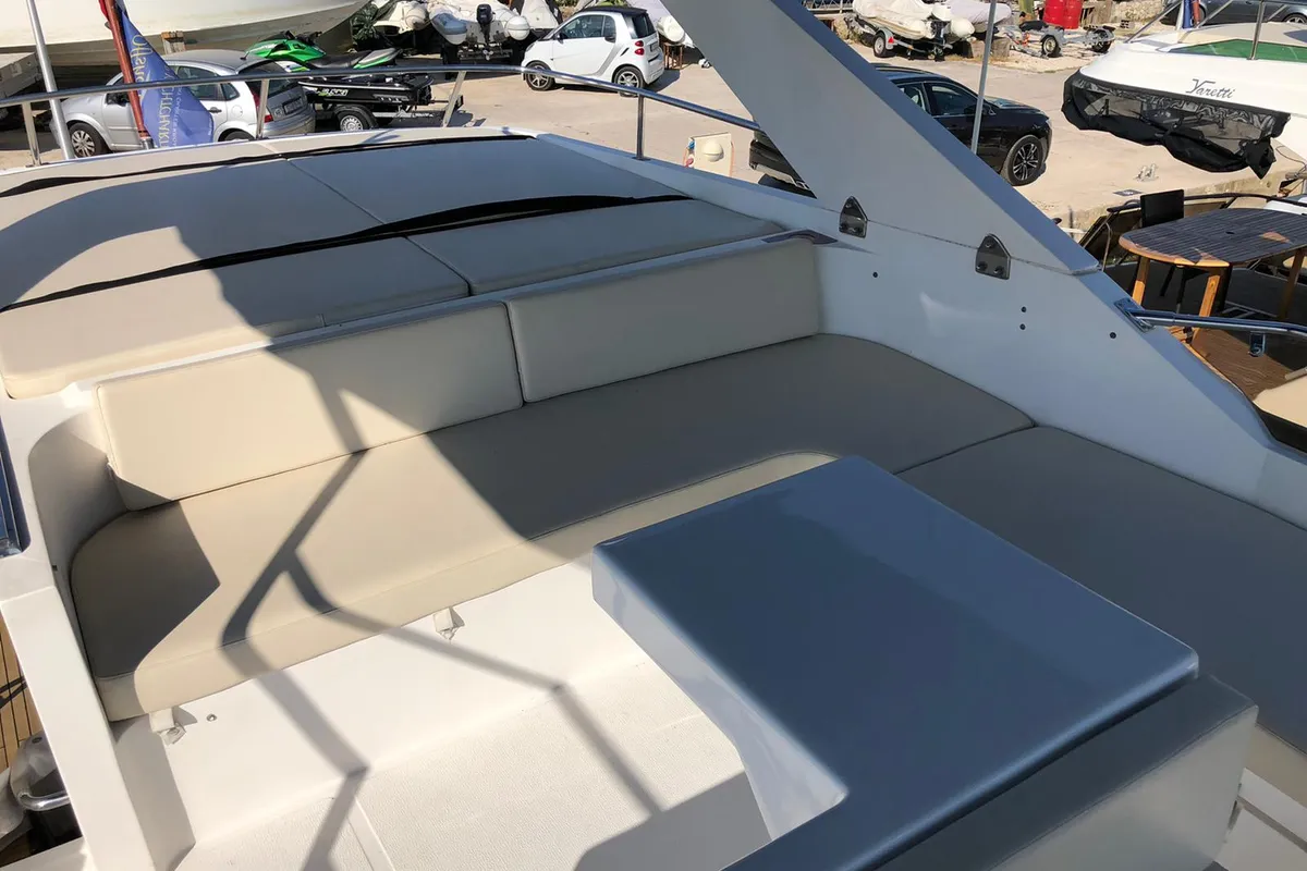 Deck of Royal, a Yaretti 1910 motor yacht at Primošten, Croatia