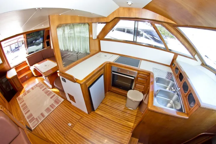 Galley of Royal, a Yaretti 1910 motor yacht at Primošten, Croatia