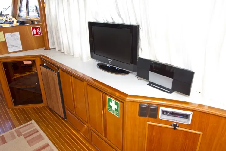 Salon of Royal, a Yaretti 1910 motor yacht at Primošten, Croatia