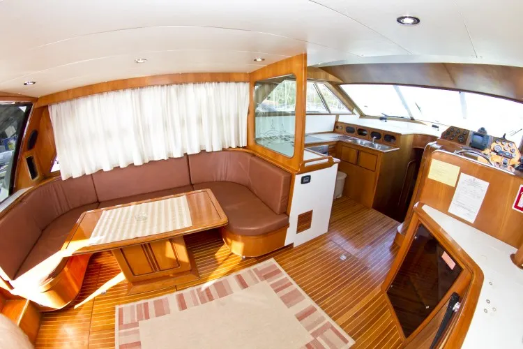 Salon of Royal, a Yaretti 1910 motor yacht at Primošten, Croatia