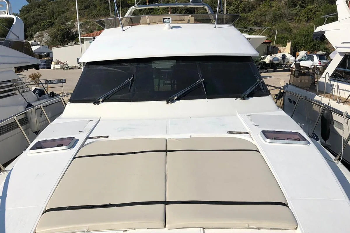 Deck of Royal, a Yaretti 1910 motor yacht at Primošten, Croatia