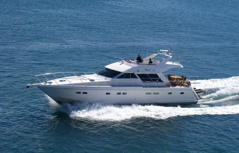 Exterior view of Royal, a Yaretti 1910 motor yacht at Primošten, Croatia