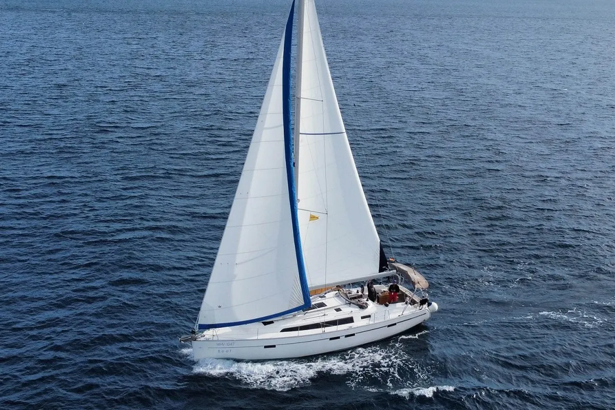 Exterior view of Beef, a Bavaria Cruiser 46 sailboat at Grad Pula, Croatia