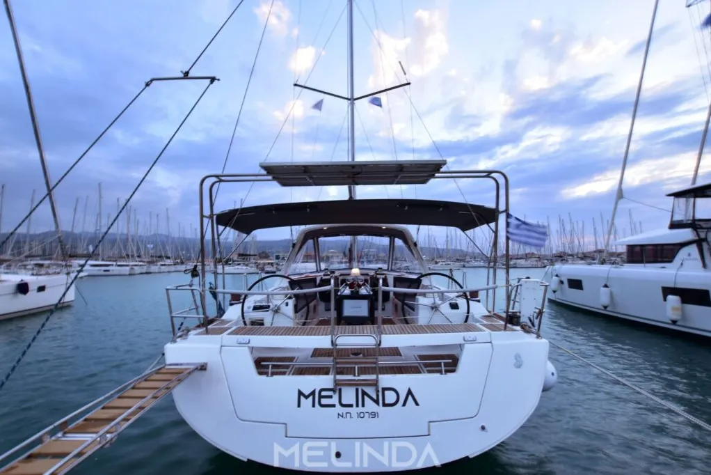 Exterior view of Melinda, a Beneteau Oceanis 45 sailboat at Municipal Unit of Lefkada, Greece