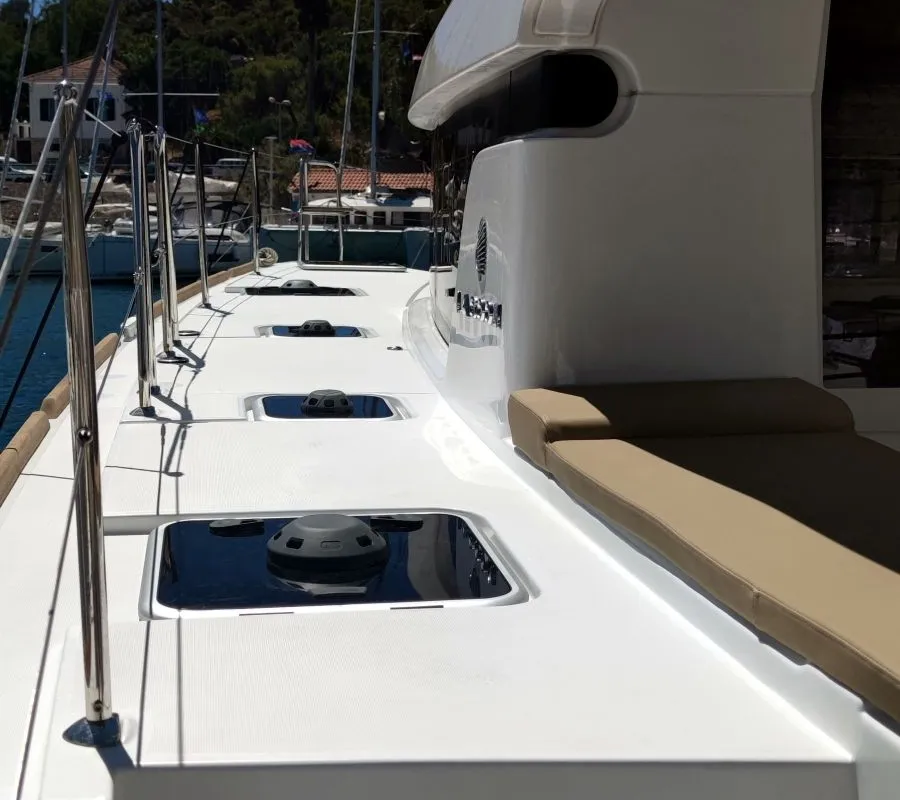 Deck of Solentia, a Lagoon 40 catamaran at Rogač, Croatia