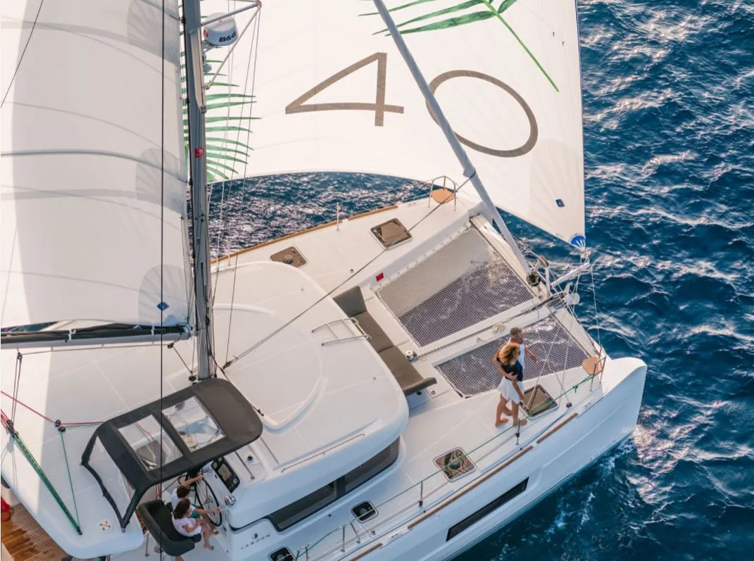 Exterior view of Solentia, a Lagoon 40 catamaran at Rogač, Croatia