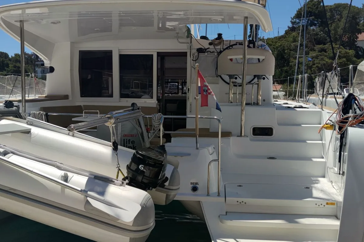 Deck of Solentia, a Lagoon 40 catamaran at Rogač, Croatia
