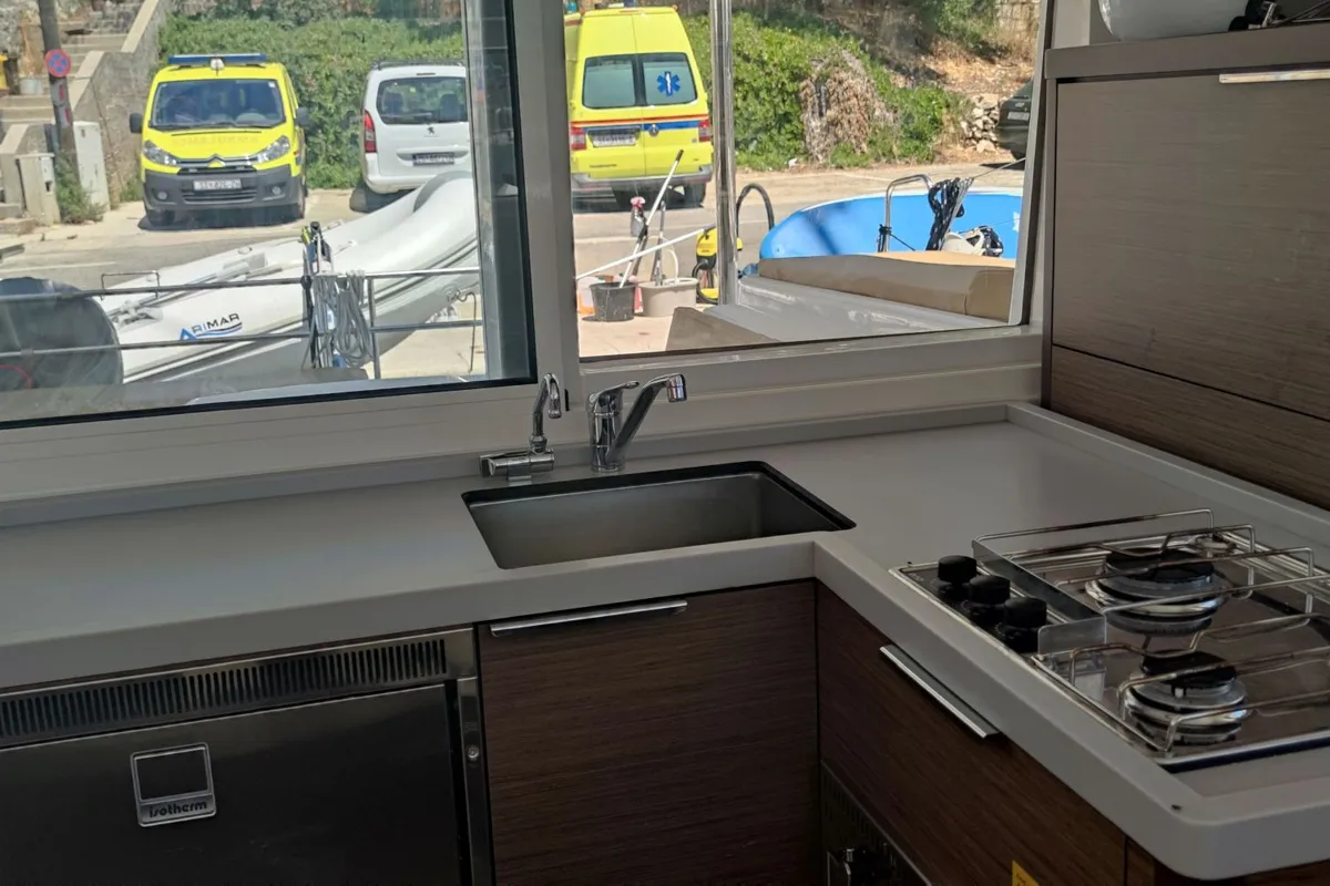 Galley of Solentia, a Lagoon 40 catamaran at Rogač, Croatia