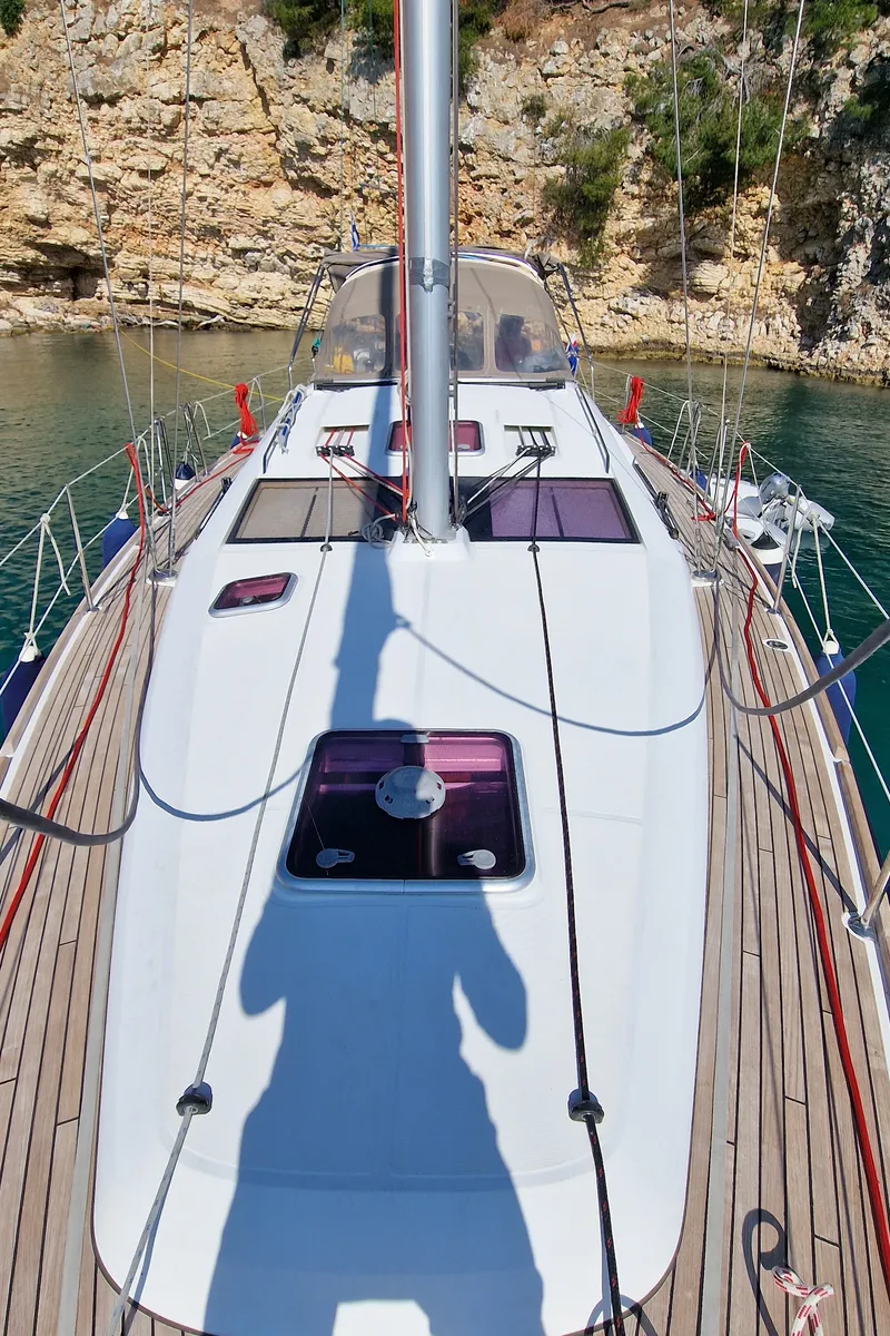 Deck of Aurora, a Jeanneau Sun Odyssey 45DS sailboat at Volos, Greece
