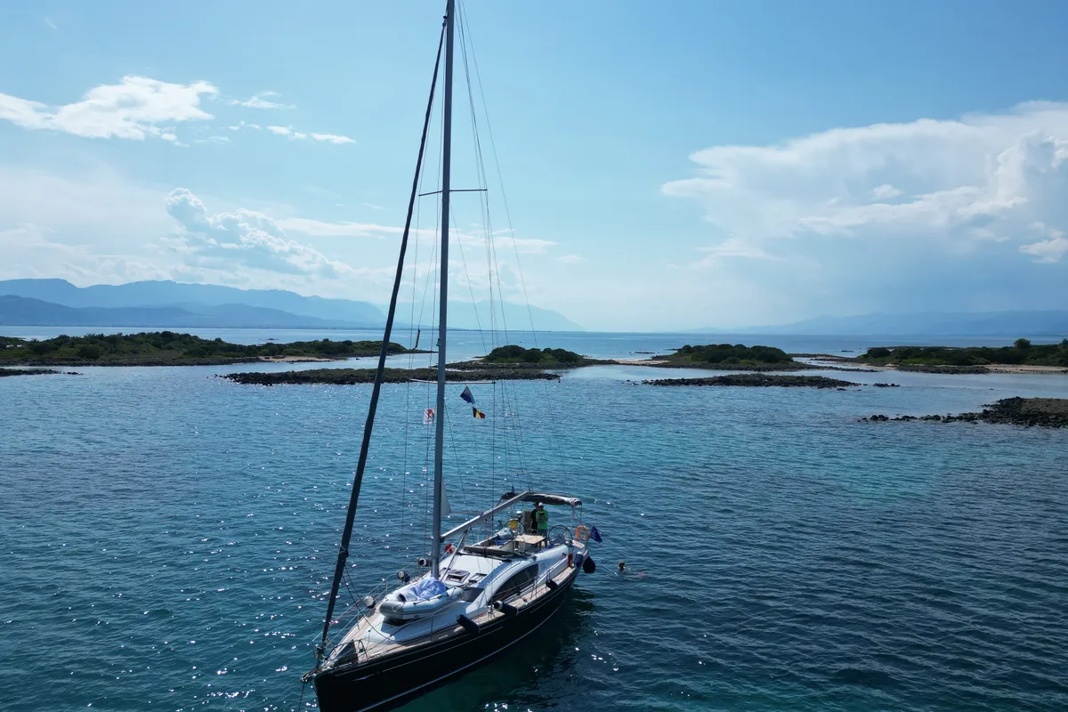 Exterior view of Aurora, a Jeanneau Sun Odyssey 45DS sailboat at Volos, Greece