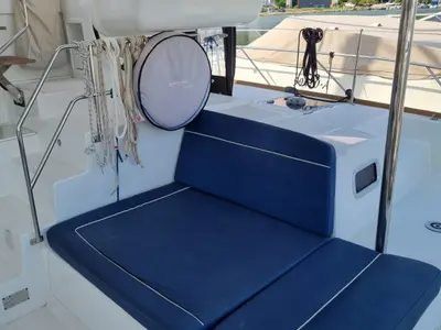 Deck of Felix Finis, a Lagoon 450 Sport catamaran at Ambatoloaka, Madagascar