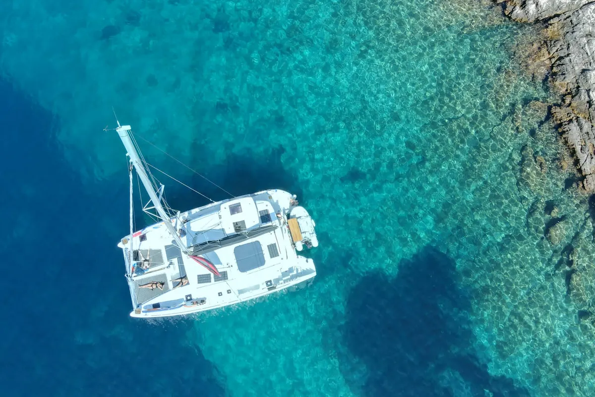 Exterior view of Felix Finis, a Lagoon 450 Sport catamaran at Ambatoloaka, Madagascar