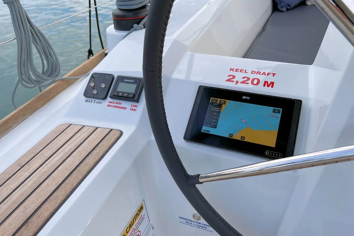 Cockpit of Jana, a Beneteau Oceanis 38.1 sailboat at Grad Pula, Croatia
