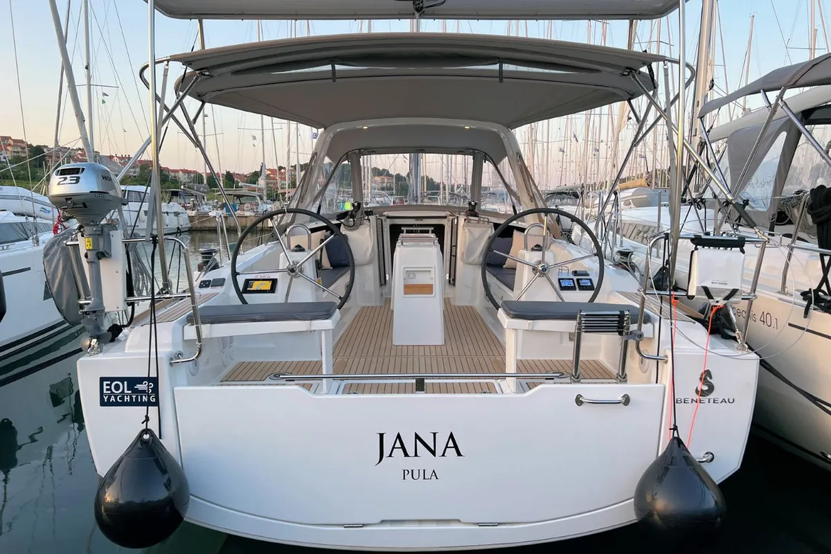 Deck of Jana, a Beneteau Oceanis 38.1 sailboat at Grad Pula, Croatia