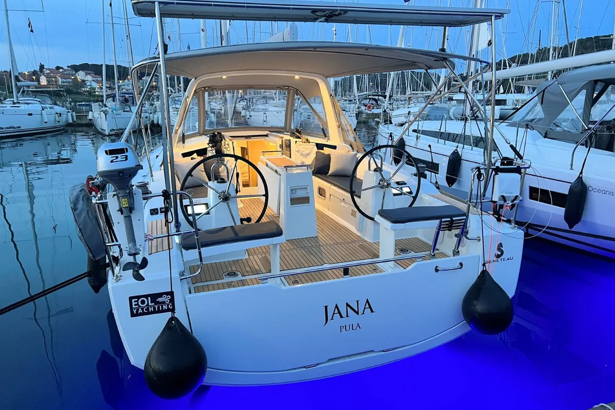 Exterior view of Jana, a Beneteau Oceanis 38.1 sailboat at Grad Pula, Croatia