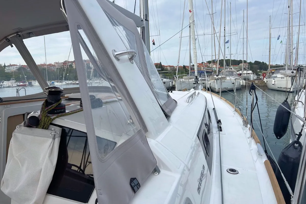 Deck of Jana, a Beneteau Oceanis 38.1 sailboat at Grad Pula, Croatia