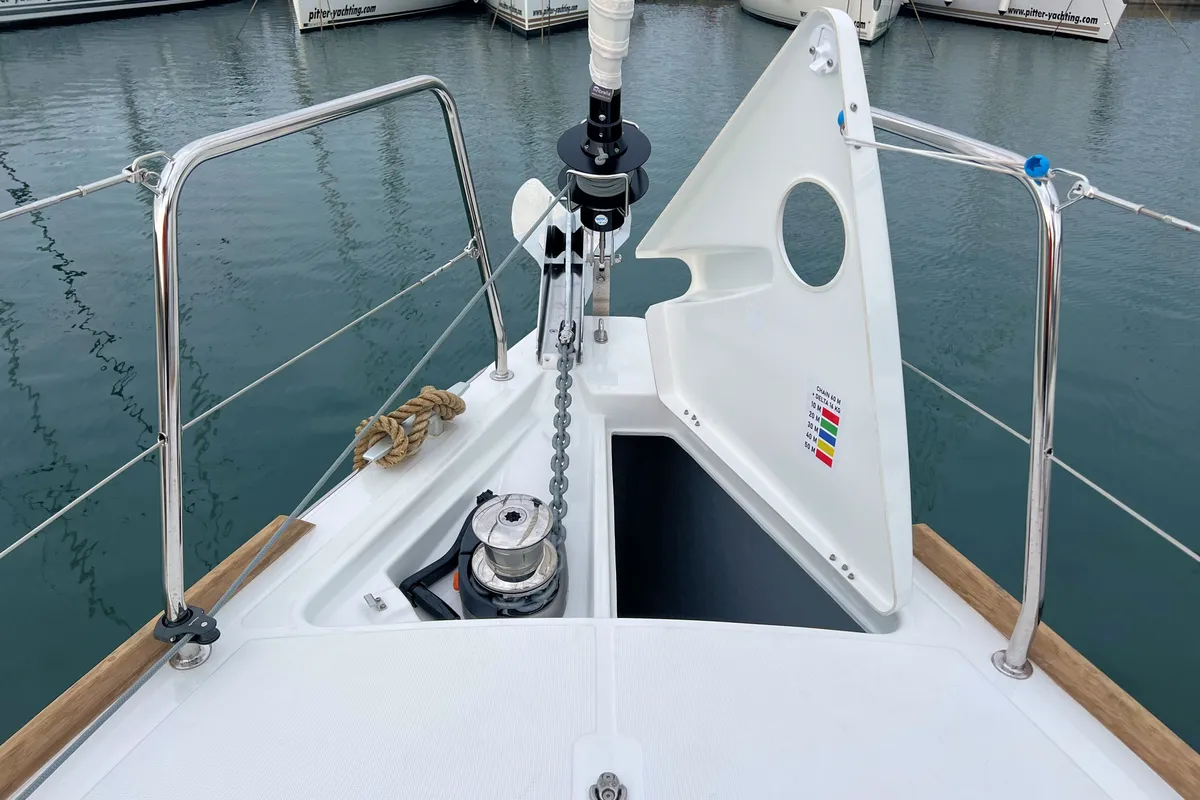 Deck of Jana, a Beneteau Oceanis 38.1 sailboat at Grad Pula, Croatia
