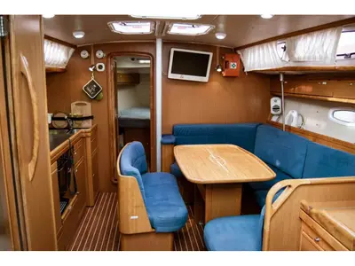 Salon of Okyrroy, a Bavaria 40 sailboat at Kavala, Greece
