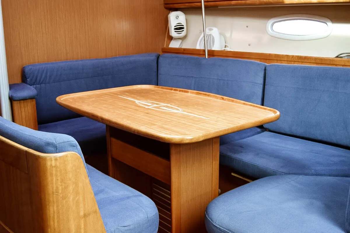 Salon of Okyrroy, a Bavaria 40 sailboat at Kavala, Greece