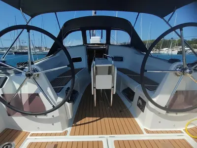 Cockpit of Ninna Nanna, a Jeanneau Sun Odyssey 349 sailboat at Grad Pula, Croatia