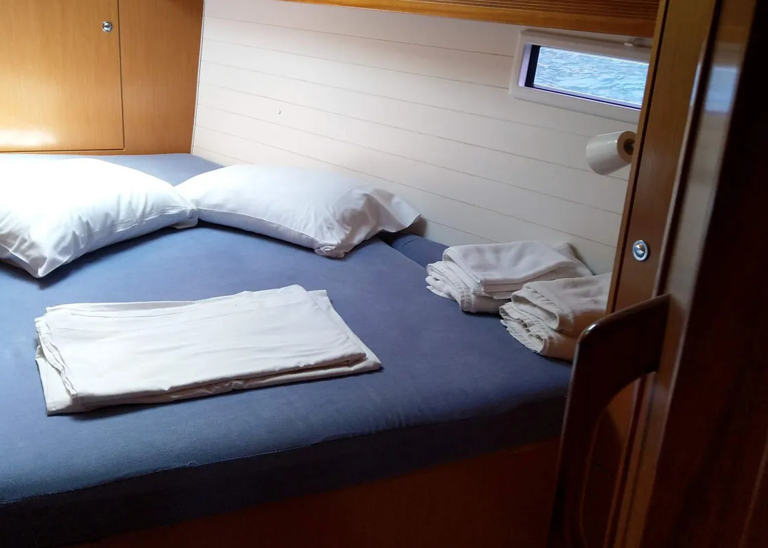 Cabin on Esperos, a Bavaria 45 Cruiser sailboat at Sami, Greece