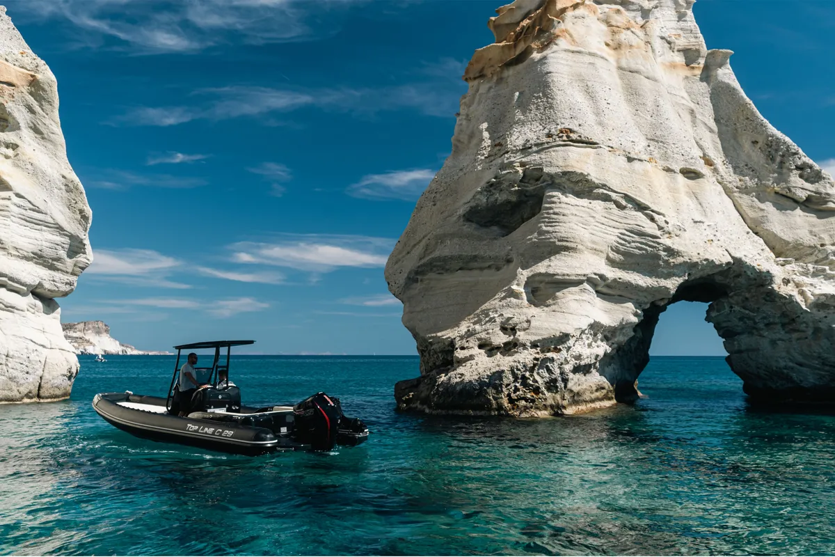 Exterior view of Navigatus V, a Gulet Corsair 29 Tourism motorboat at Adamantas, Greece