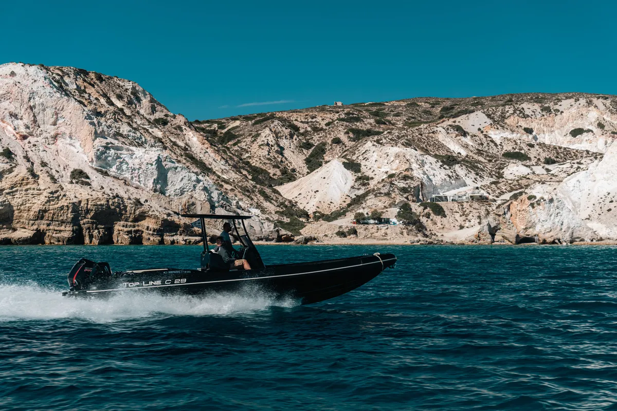 Exterior view of Navigatus V, a Gulet Corsair 29 Tourism motorboat at Adamantas, Greece