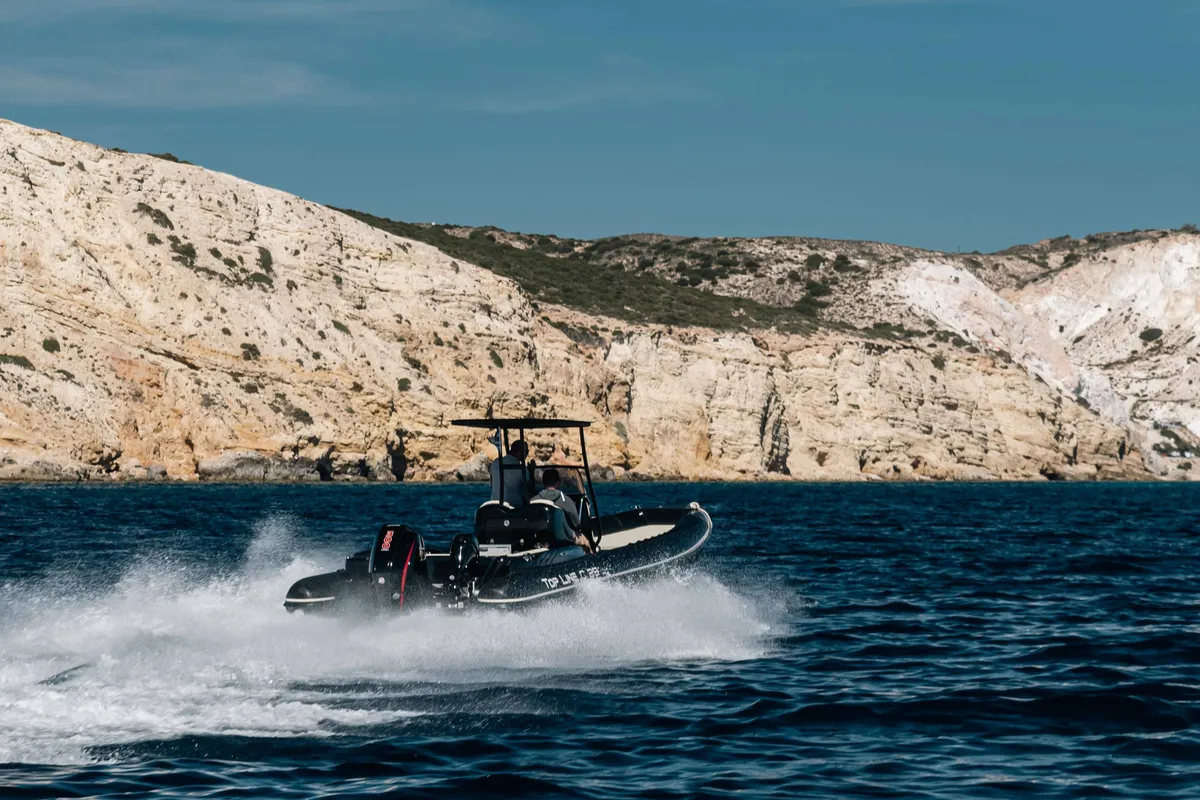 Exterior view of Navigatus V, a Gulet Corsair 29 Tourism motorboat at Adamantas, Greece