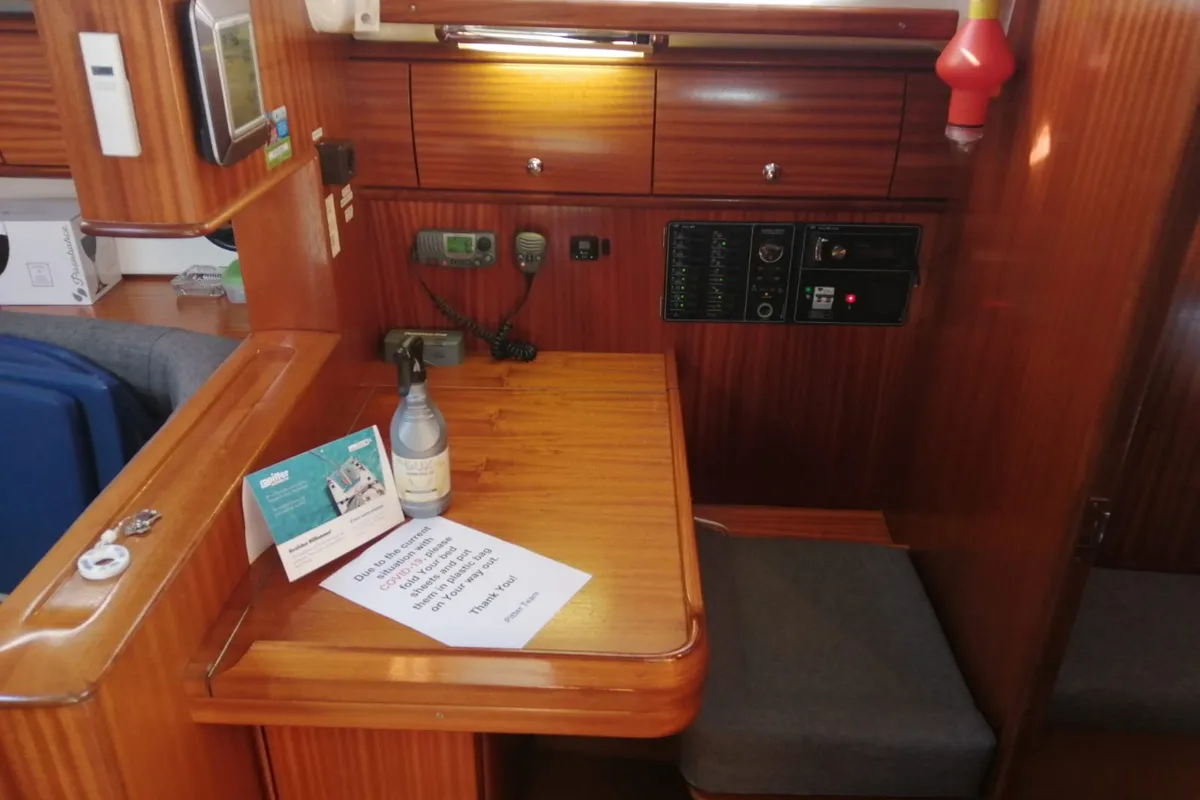 Salon of Scorpion, a Bavaria 44 sailboat at Grad Rijeka, Croatia