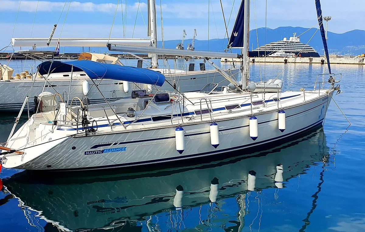 Exterior view of Scorpion, a Bavaria 44 sailboat at Grad Rijeka, Croatia