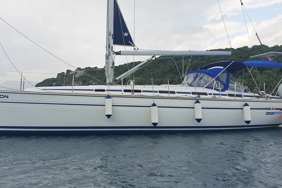 Exterior view of Scorpion, a Bavaria 44 sailboat at Grad Rijeka, Croatia