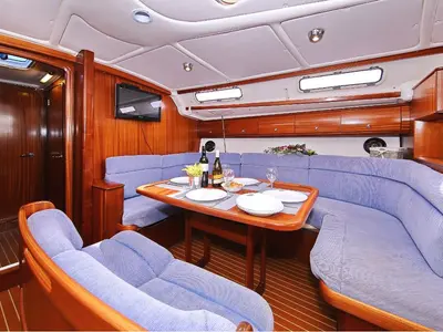 Salon of Scorpion, a Bavaria 44 sailboat at Grad Rijeka, Croatia