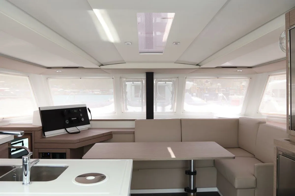 Galley of Wish You Were Here, a Fountaine Pajot Lucia 40 catamaran at Road Town, British Virgin Islands